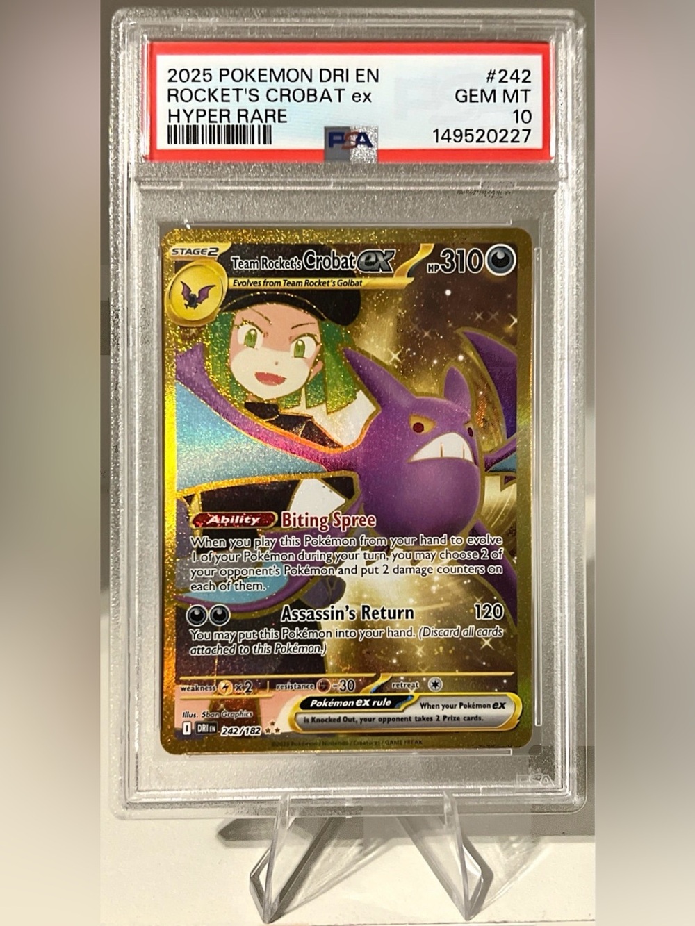 Pokémon TCG: Destined Rivals - TEAM ROCKET’S CROBAT EX 242/182 - PSA GEM MINT 10